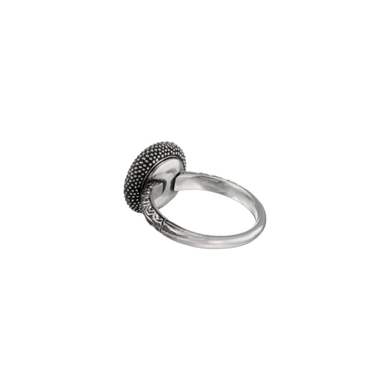 Thalassa Ring with Dolphin in 18K Gold and Sterling Silver with Gemstone - Image 4