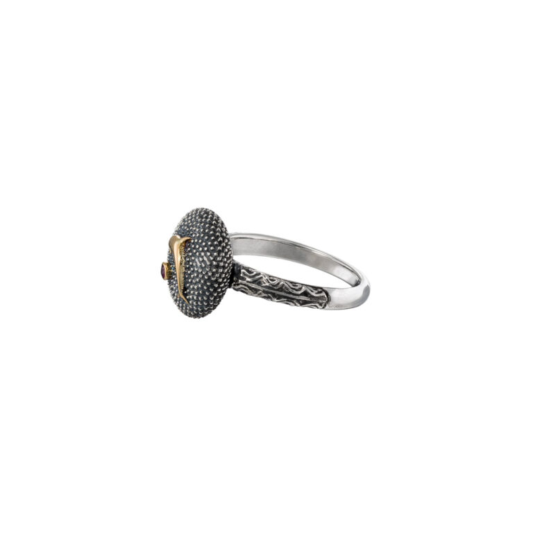 Thalassa Ring with Dolphin in 18K Gold and Sterling Silver with Gemstone - Image 3