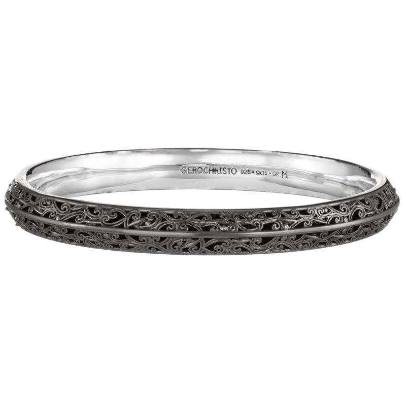 Kallisto Bangle Bracelet in Black plated Silver 925