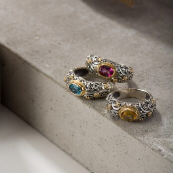 Eve Eden's Garden ring in 18K Gold and Sterling Silver with semi precious stone