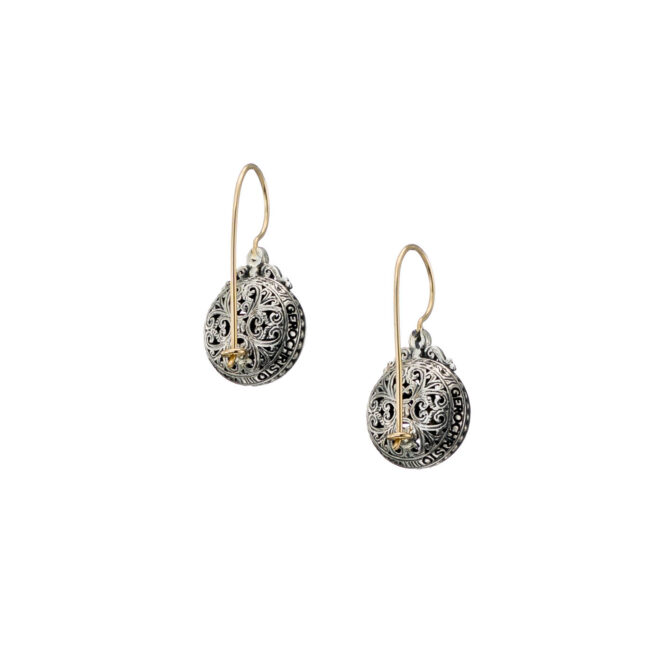 Roxana Earrings Round in 18K Gold and Sterling Silver with Brown Diamonds - Image 3