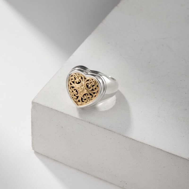 Simplicity Heart Ring in 18K Gold and Sterling Silver