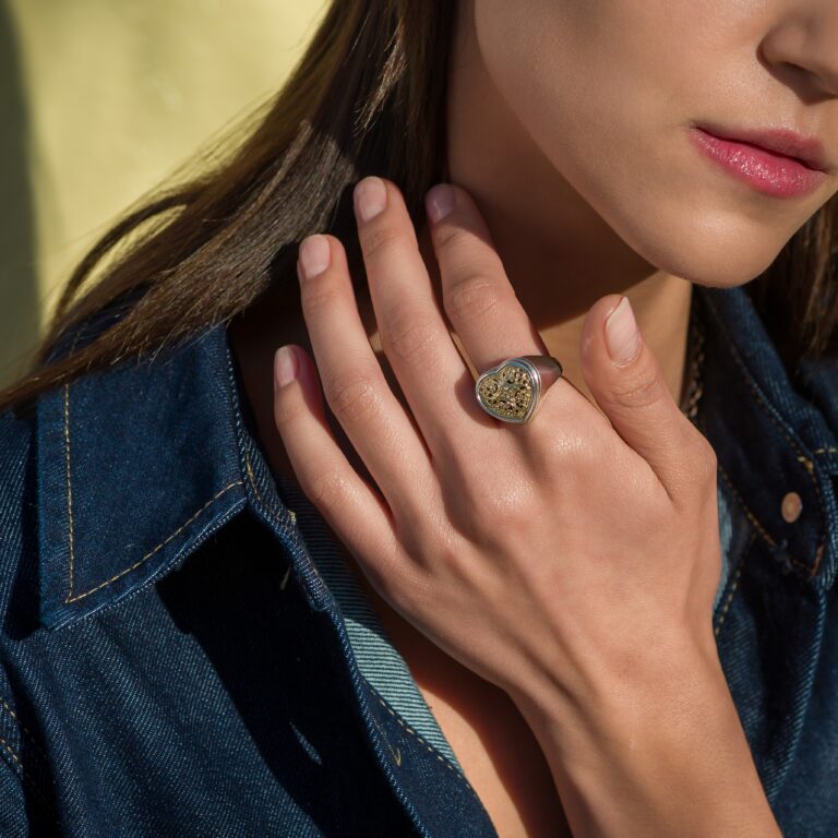 Simplicity Heart Ring in 18K Gold and Sterling Silver