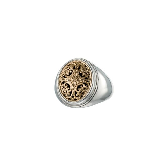 Simplicity oval Ring in 18K Gold and Sterling Silver - Image 4