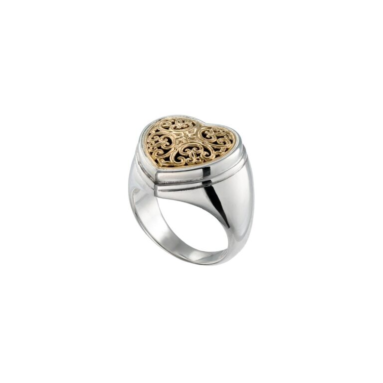 Simplicity Heart Ring in 18K Gold and Sterling Silver - Image 4