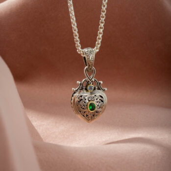 Roxana Heart Pendant in 18K Gold and Sterling Silver with Gemstones