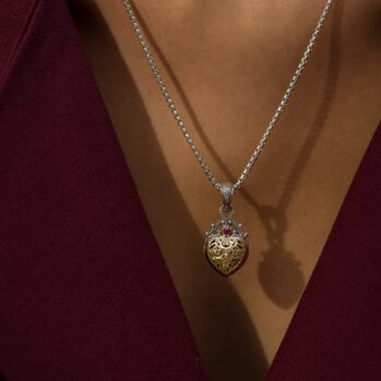 Roxana Heart Pendant in 18K Gold and Sterling Silver with Ruby