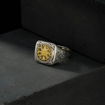 Vergina Flower Ring in 18K Gold and Sterling Silver
