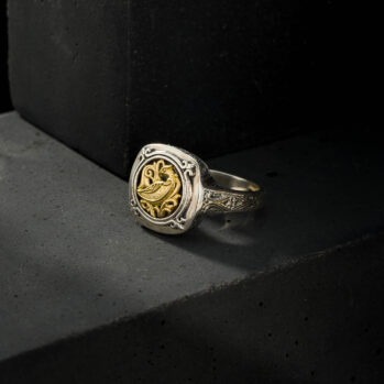 Vergina Bird Ring in 18K Gold and Sterling Silver