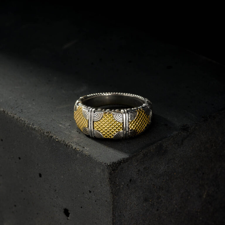 Alexandrian Wide Band Ring in 18K Gold and Sterling Silver - Image 2