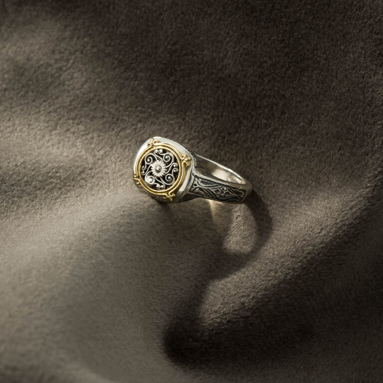 Mini Spiral Flower Ring in 18K Gold and Sterling Silver - Image 3
