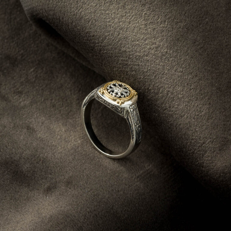 Mini Vergina Flower Ring in 18K Gold and Sterling Silver - Image 2