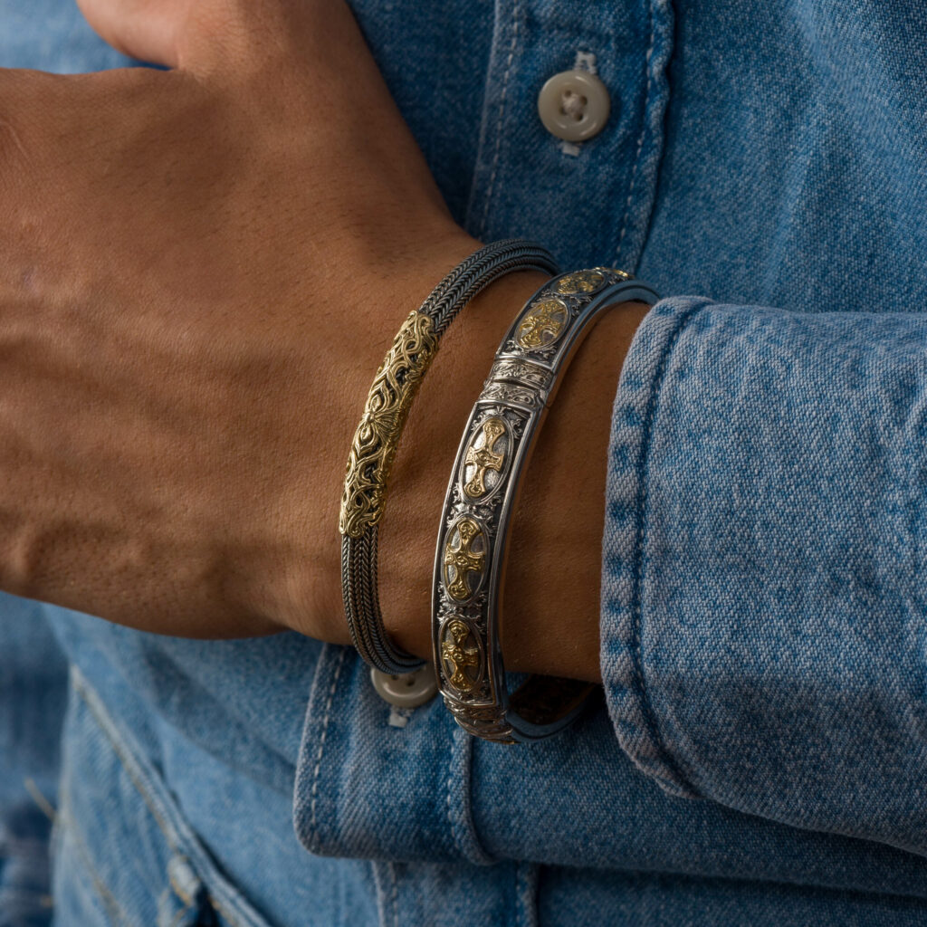 Chain Bracelet in 18K Gold and Sterling silver with ruby Code 6548