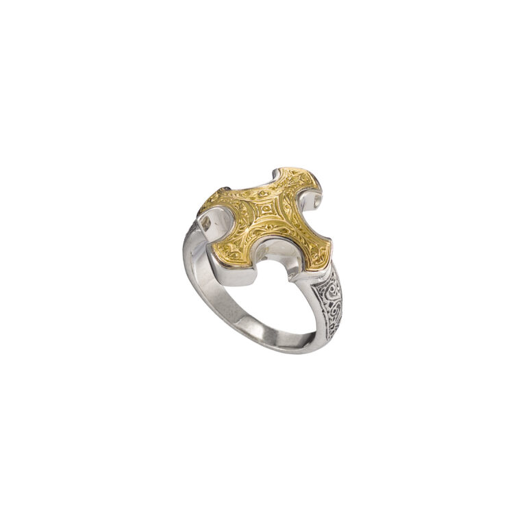 Cross Ring in 18K Gold and Sterling Silver - Image 3