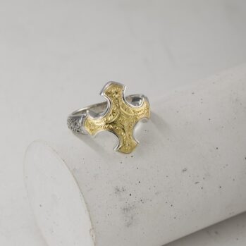 Cross Ring in 18K Gold and Sterling Silver