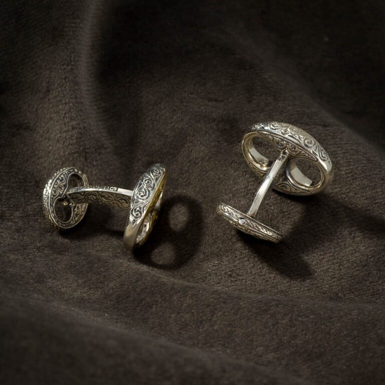 Classic cufflinks in 18K Gold and Sterling Silver - Image 2