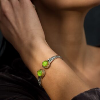 Dione Round Doublet Stones Bracelet in Sterling Silver with Gold Plated parts