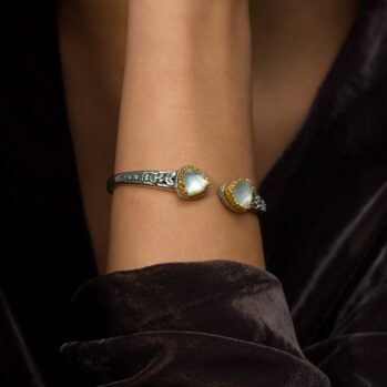 Dione Trianlge Doublet Stones Bracelet in Sterling Silver with Gold Plated parts