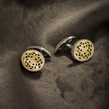 Garden Shadows Small oval Cufflinks in 18K Gold and Sterling Silver