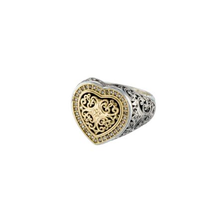 Kosmos Heart Ring in 18K Gold and Sterling Silver with Brown Diamonds - Image 2