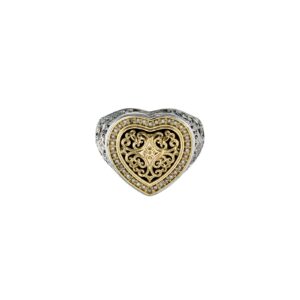 Kosmos Heart Ring in 18K Gold and Sterling Silver with Brown Diamonds - Image 4