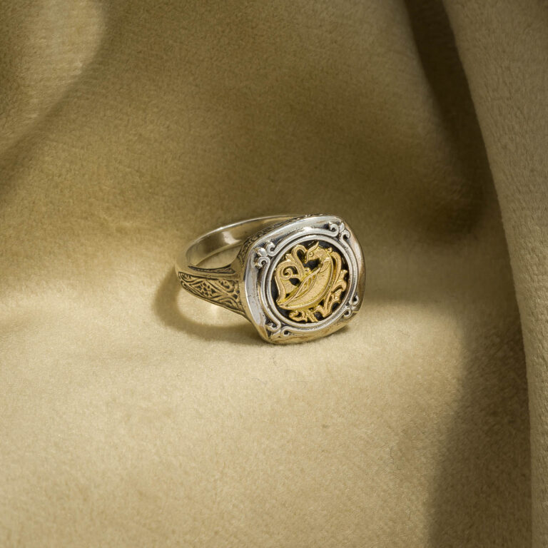 Vergina Bird Ring in 18K Gold and Sterling Silver - Image 2