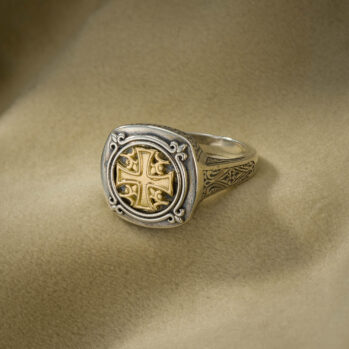 Vergina Cross Ring in 18K Gold and Sterling Silver