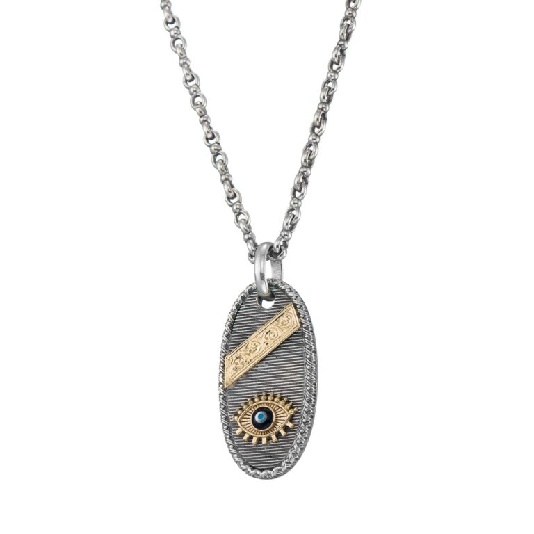 Evil Eye Talisman Pendant in 18K Gold and Sterling Silver - Image 3