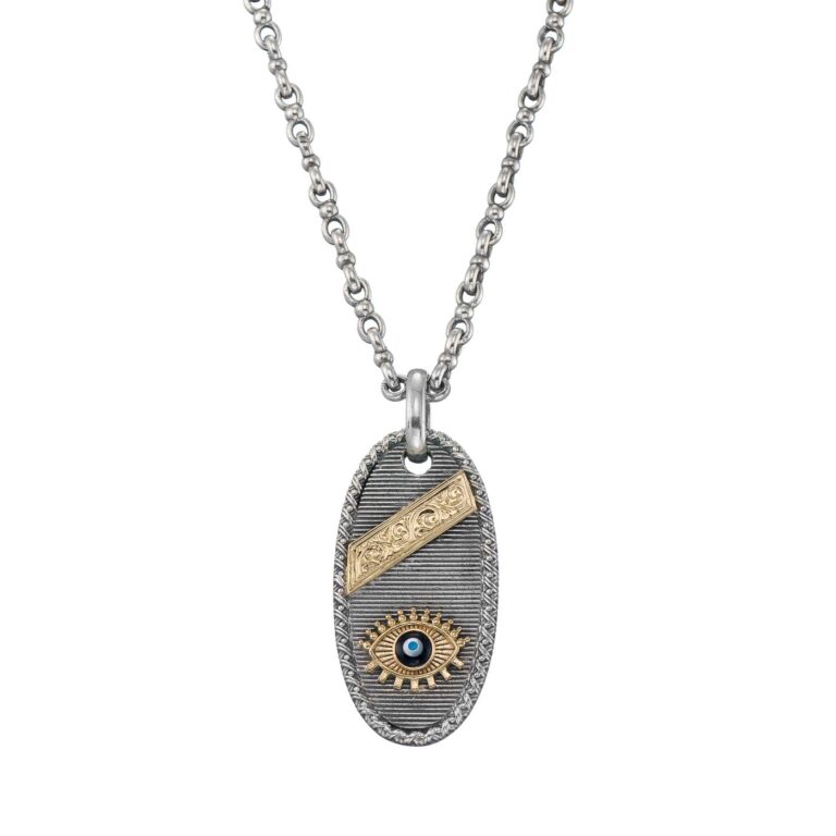 Evil Eye Talisman Pendant in 18K Gold and Sterling Silver - Image 2