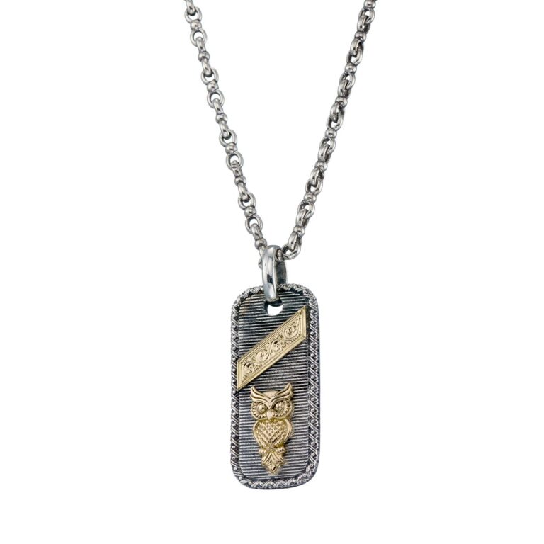 Owl Talisman Pendant in 18K Gold and Sterling Silver - Image 2