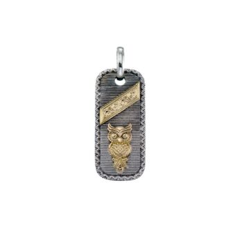 Owl Talisman Pendant in 18K Gold and Sterling Silver