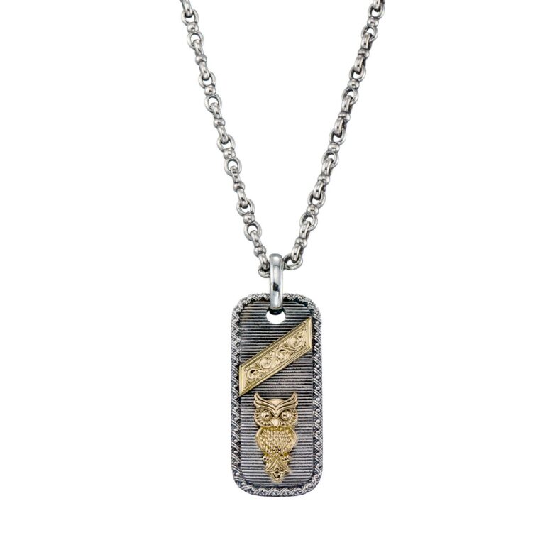 Owl Talisman Pendant in 18K Gold and Sterling Silver - Image 3