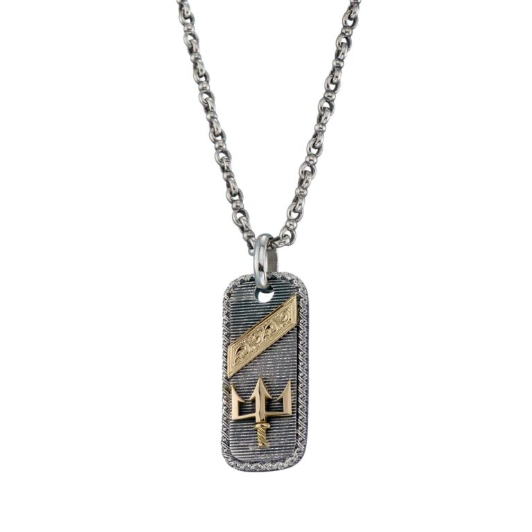 Poseidon's Trident Talisman Pendant in 18K Gold and Sterling Silver - Image 2