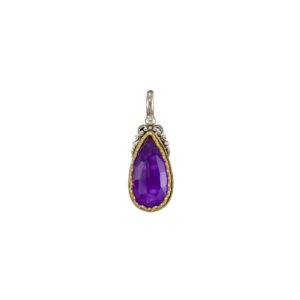 Iris Drop Pendant in Sterling Silver with Gold plated parts and Doublet Gemstone - Image 5