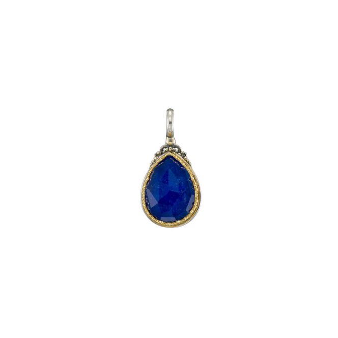 Iris Drop Pendant in Sterling Silver with Gold plated parts and Doublet Gemstone - Image 4