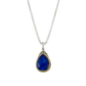 Iris Drop Pendant in Sterling Silver with Gold plated parts and Doublet Gemstone - Image 3