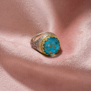 Aegean colors Round Ring in 18K Gold and Sterling Silver with doublet stone - Image 2