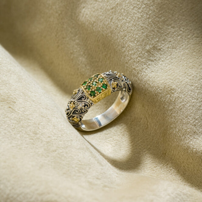 Eden's Garden Ring in 18K Gold and Sterling Silver with Gemstones - Image 2
