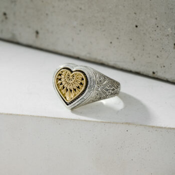 Heart Dream Catcher Ring in 18K Gold and Sterling Silver