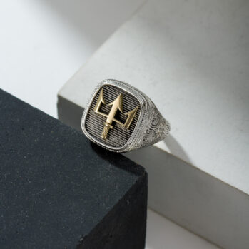 Ring  Poseidon’s Trident in 18K Gold and Sterling Silver